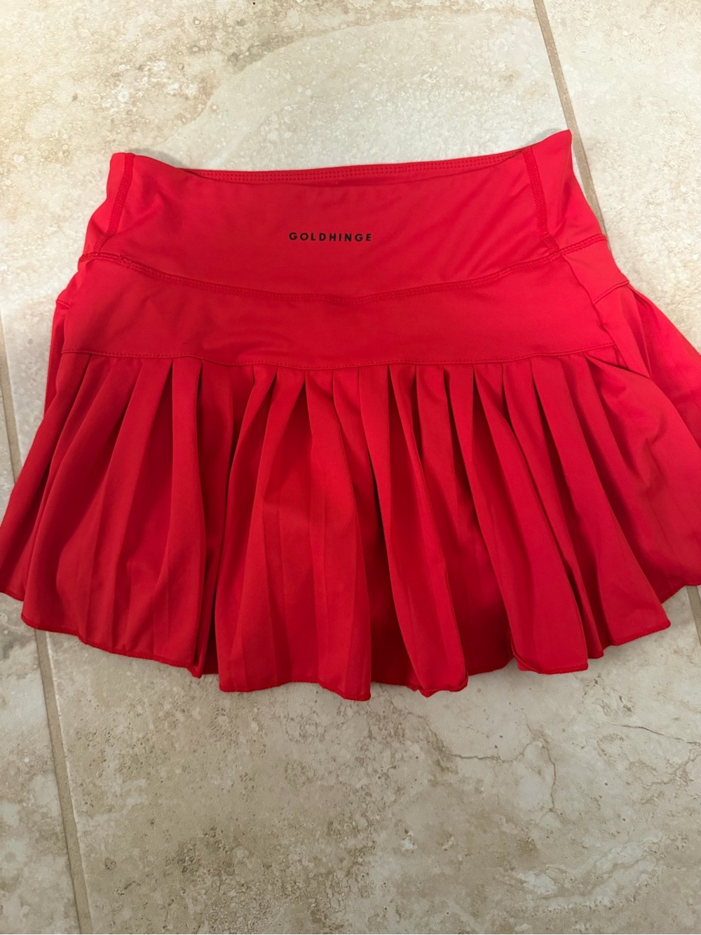 GoldHinge Red Pleated Tennis Skirt with High Waist